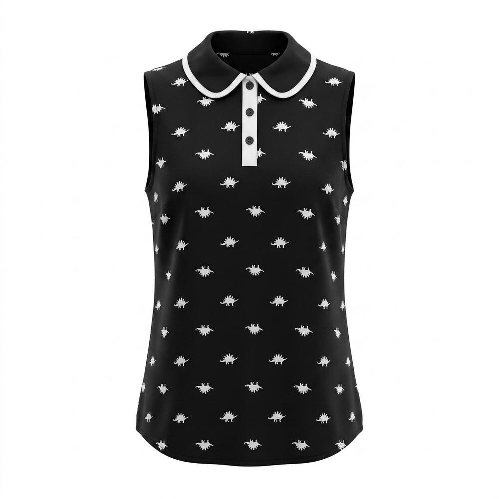 ModCloth Animal Print Collared Sleeveless Lightweight Blouse Women Size S